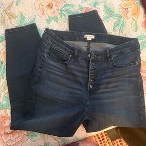 Good American High Rise Skinny Exposed Button Fly Denim
